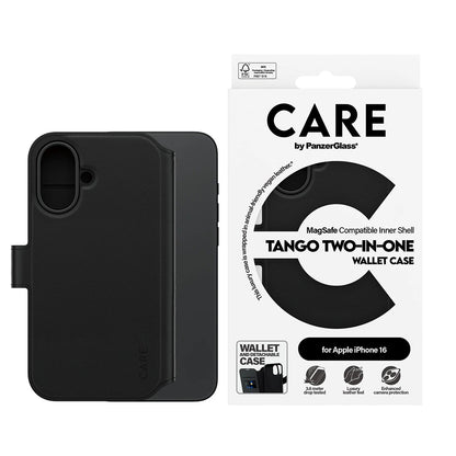 Ovitek MagSafe za Apple iPhone 16, PanzerGlass, Care Feature Tango Two-in-One, Črn