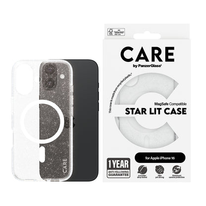 Ovitek MagSafe za Apple iPhone 16, PanzerGlass, Care Urban Combat Star Lit, Prozorna Bela
