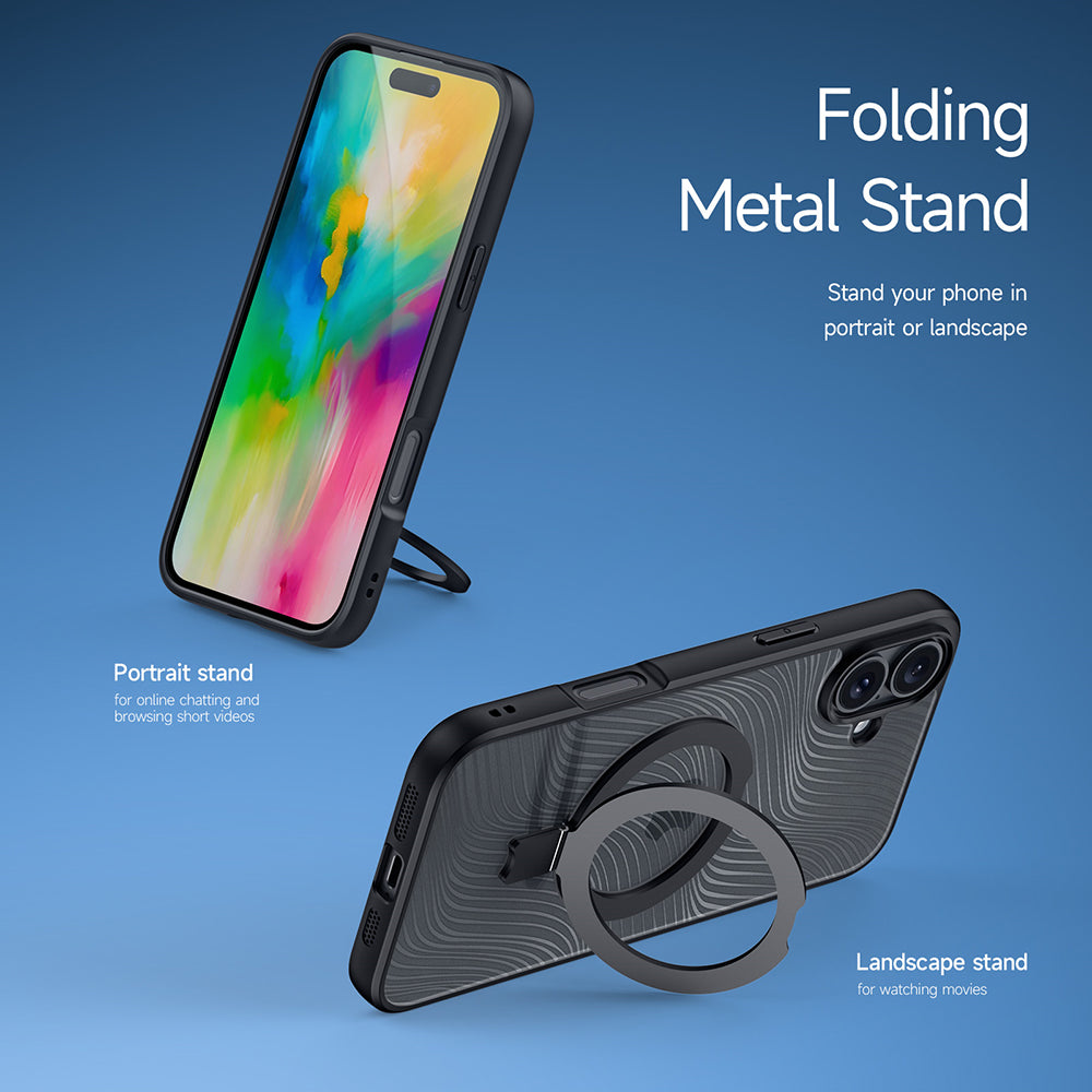 MagSafe ovitek za Apple iPhone 16 Plus, DUX DUCIS, Aimo Stand, Črn