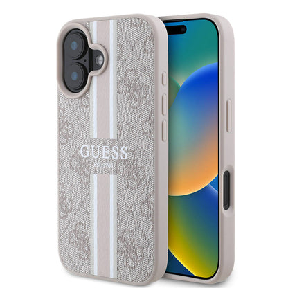 MagSafe ovitek za Apple iPhone 16 Plus, Guess, 4G Printed Stripes, Roza