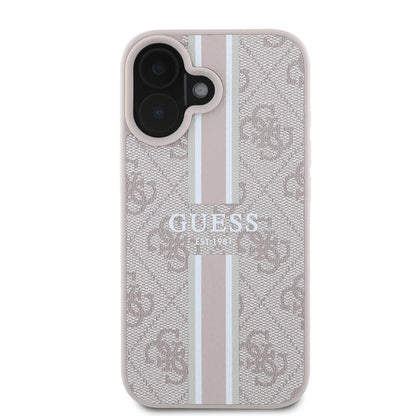 MagSafe ovitek za Apple iPhone 16 Plus, Guess, 4G Printed Stripes, Roza