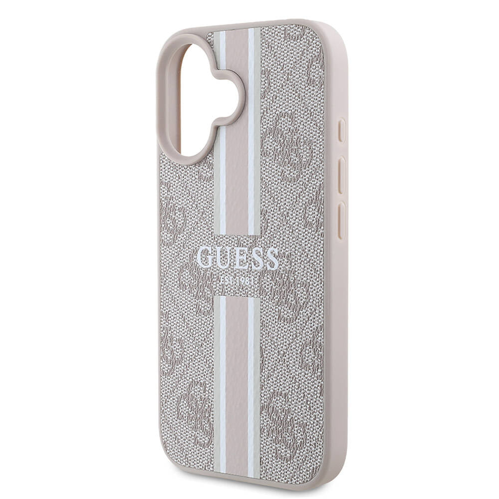 MagSafe ovitek za Apple iPhone 16 Plus, Guess, 4G Printed Stripes, Roza