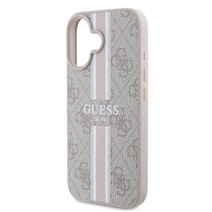 MagSafe ovitek za Apple iPhone 16 Plus, Guess, 4G Printed Stripes, Roza