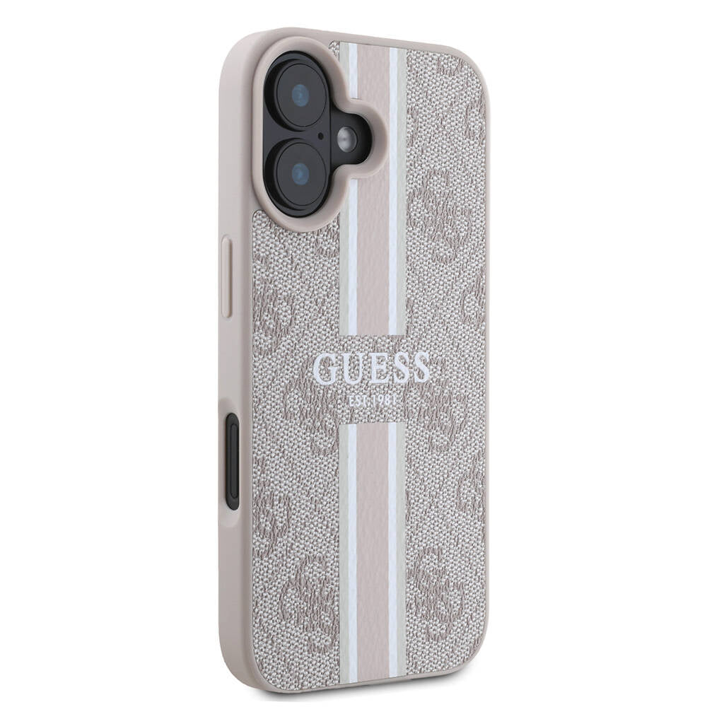 MagSafe ovitek za Apple iPhone 16 Plus, Guess, 4G Printed Stripes, Roza