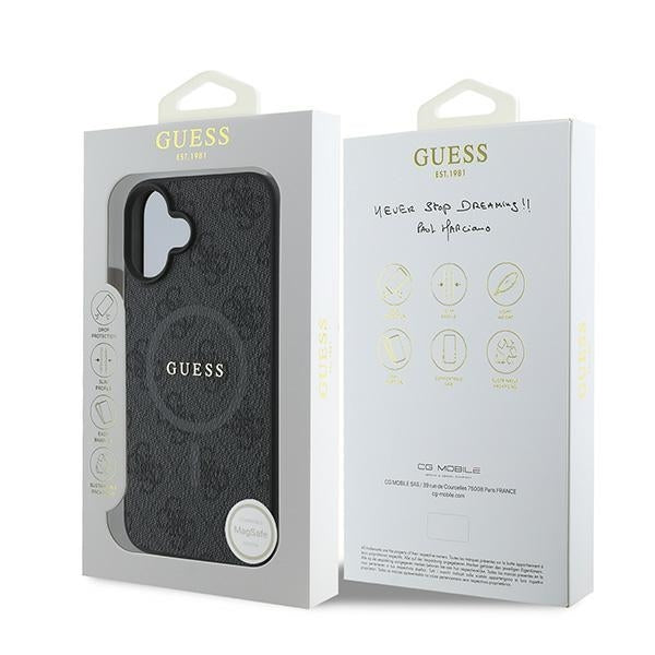 Ovitek MagSafe za Apple iPhone 16 Plus, Guess, 4G Ring Classic Logo, črn