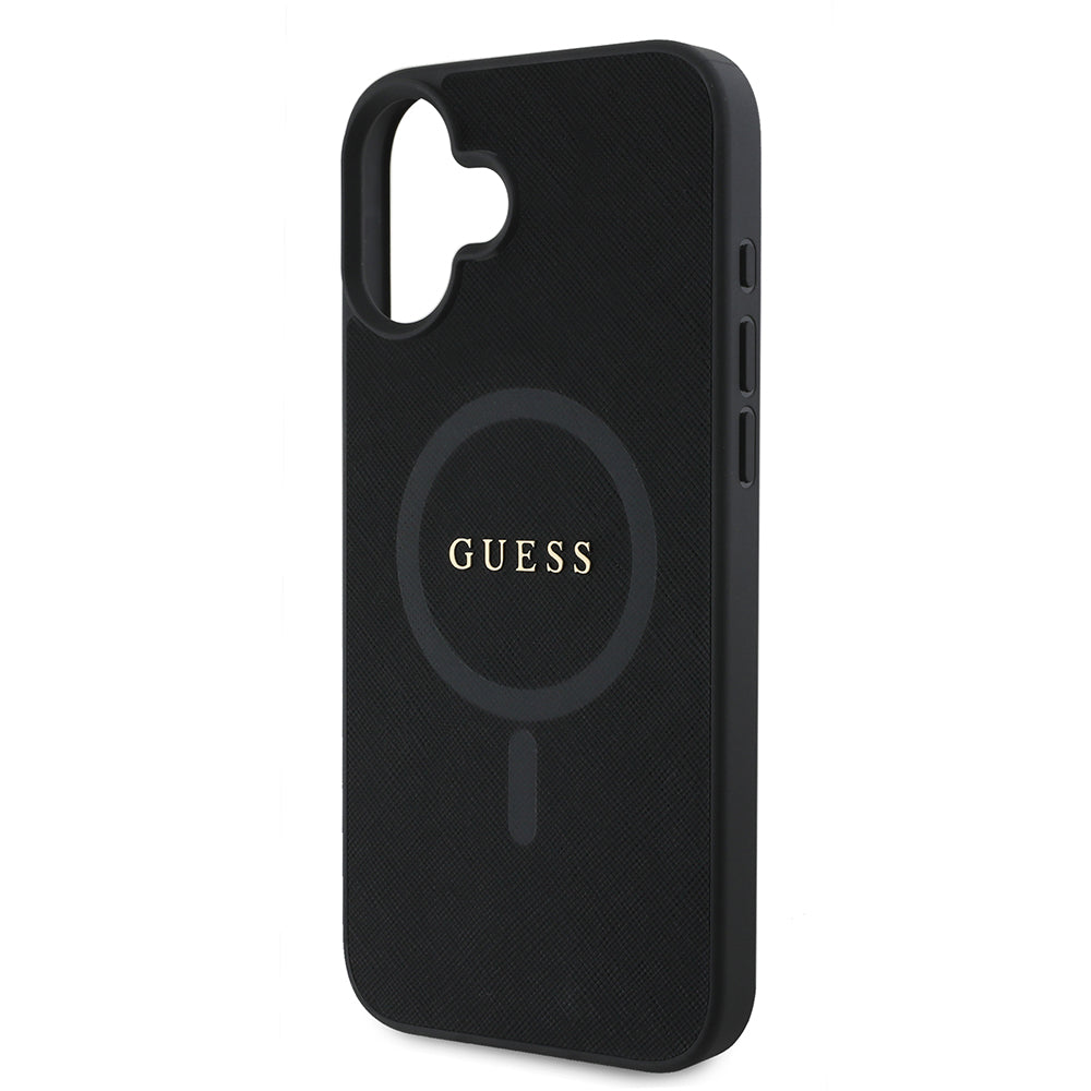 Ovitek MagSafe za Apple iPhone 16 Plus, Guess, Saffiano Classic Logo, Črn