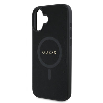 Ovitek MagSafe za Apple iPhone 16 Plus, Guess, Saffiano Classic Logo, Črn