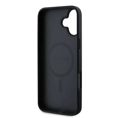 Ovitek MagSafe za Apple iPhone 16 Plus, Guess, Saffiano Classic Logo, Črn