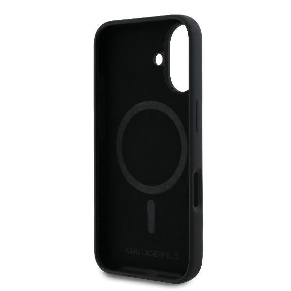 Ovitek MagSafe za Apple iPhone 16 Plus, Karl Lagerfeld, Silikonski obroč Karl & Choupette, Črn