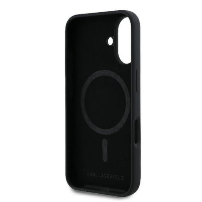 Ovitek MagSafe za Apple iPhone 16 Plus, Karl Lagerfeld, Silikonski obroč Karl & Choupette, Črn