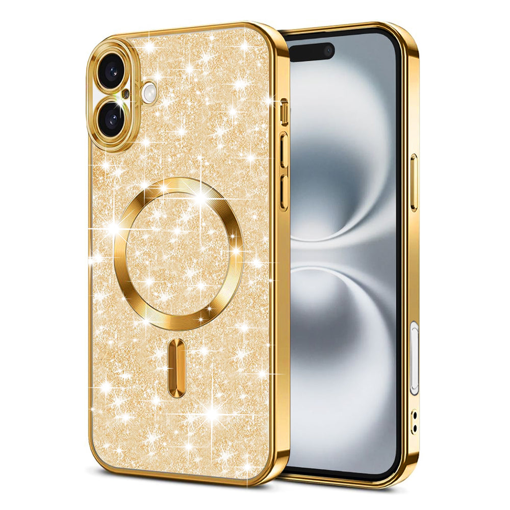 MagSafe ovitek za Apple iPhone 16 Plus, Techsuit, Luxury Glitter, Zlata
