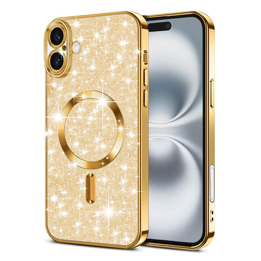 MagSafe ovitek za Apple iPhone 16 Plus, Techsuit, Luxury Glitter, Zlata