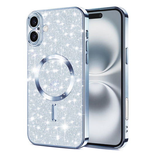MagSafe ovitek za Apple iPhone 16 Plus, Techsuit, Luxury Glitter, Bleu
