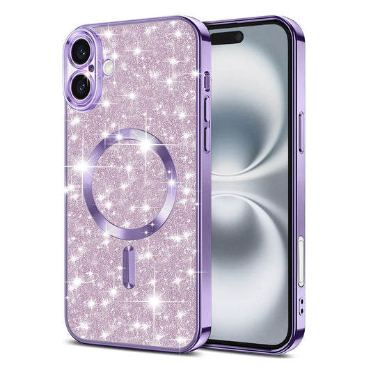 MagSafe ovitek za Apple iPhone 16 Plus, Techsuit, Luxury Glitter, Svetlo vijolična