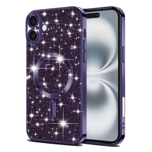 MagSafe ovitek za Apple iPhone 16 Plus, Techsuit, Luxury Glitter, Temno vijolična