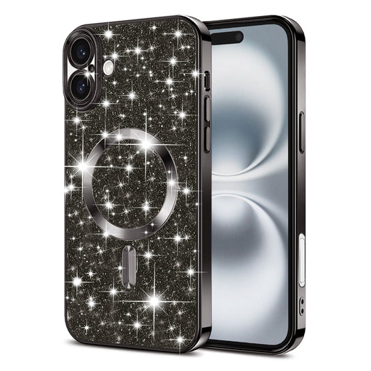 MagSafe ovitek za Apple iPhone 16 Plus, Techsuit, Luxury Glitter, Črn