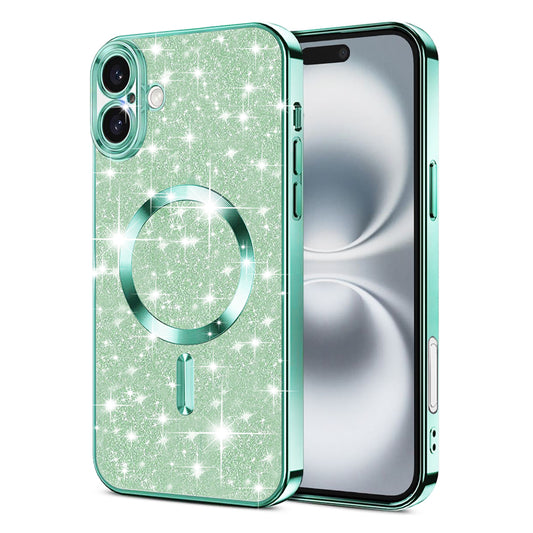 MagSafe ovitek za Apple iPhone 16 Plus, Techsuit, Luxury Glitter, Svetlo zelena