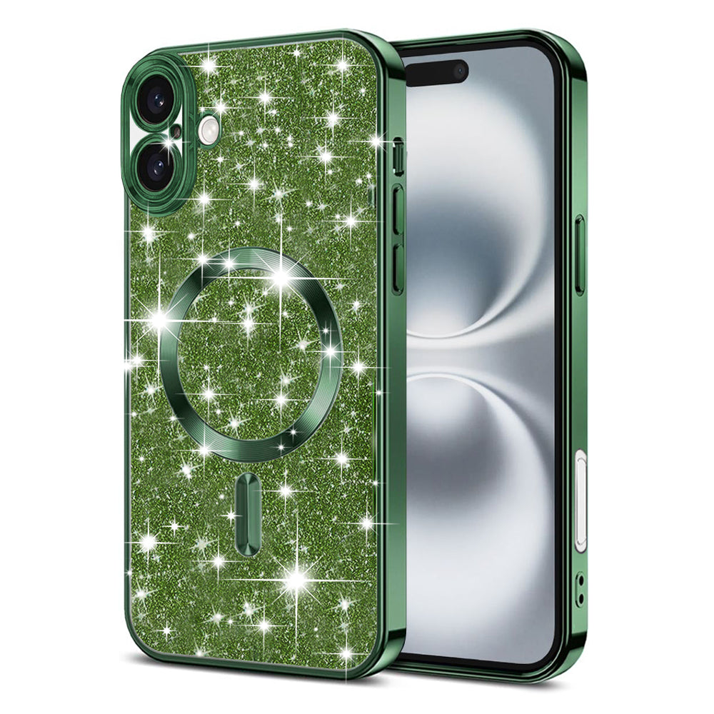MagSafe ovitek za Apple iPhone 16 Plus, Techsuit, Luxury Glitter, Temno zelena