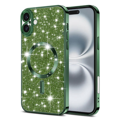 MagSafe ovitek za Apple iPhone 16 Plus, Techsuit, Luxury Glitter, Temno zelena