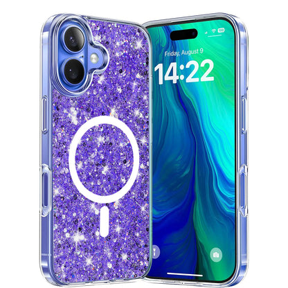 MagSafe ovitek za Apple iPhone 16 Plus, Techsuit, bleščeči bleščice, vijolična