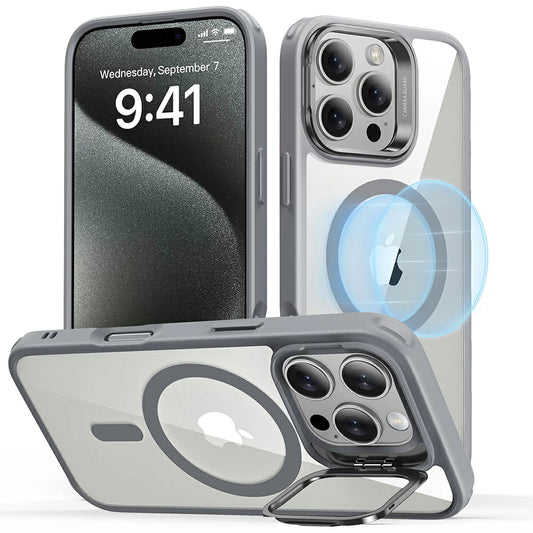 Ovitek MagSafe za Apple iPhone 16 Pro, ESR, Classic Hybrid Kickstand, Prosojno Siva