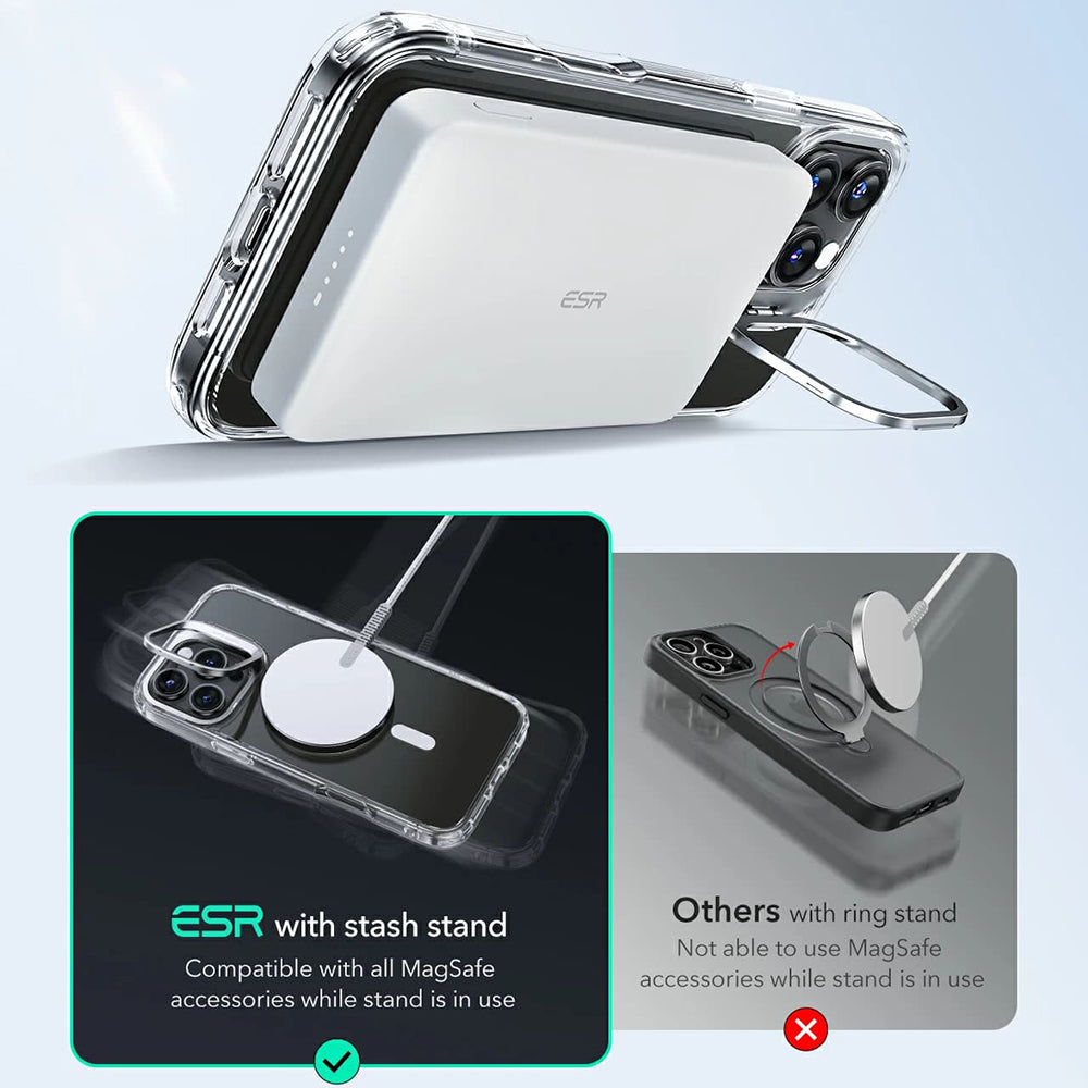 Ovitek MagSafe za Apple iPhone 16 Pro, ESR, Classic Hybrid Kickstand, Satenasto črn