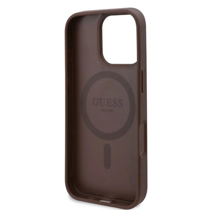 MagSafe ovitek za Apple iPhone 16 Pro, Guess, 4G Flowers Print, rjava