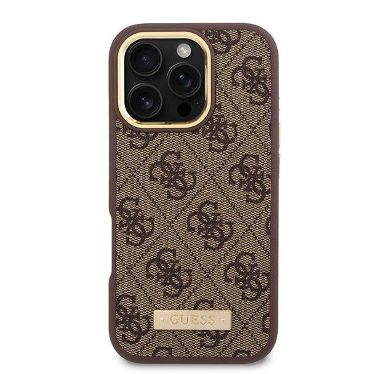 MagSafe ovitek za Apple iPhone 16 Pro, Guess, 4G Logo Plate, Modra