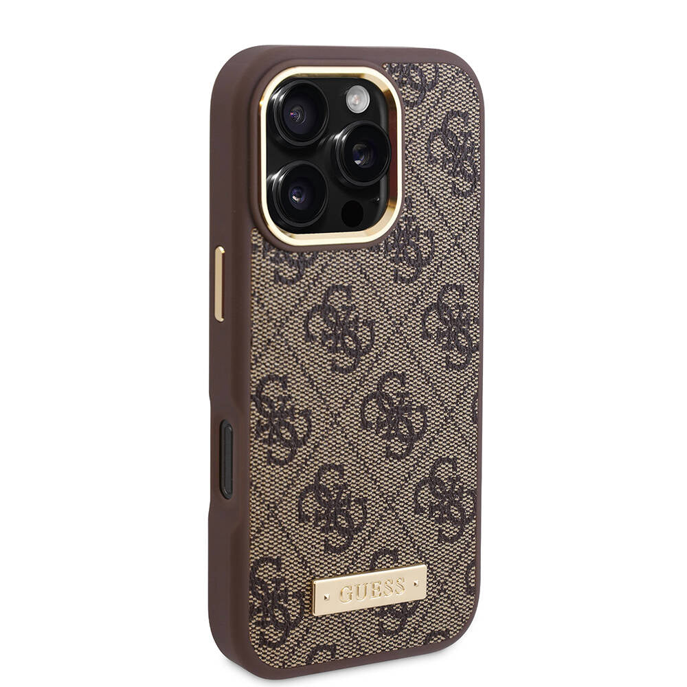 MagSafe ovitek za Apple iPhone 16 Pro, Guess, 4G Logo Plate, Roza