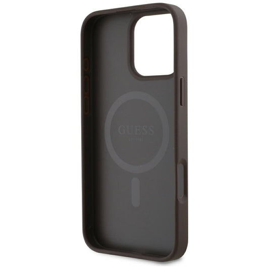Ovitek MagSafe za Apple iPhone 16 Pro, Guess, 4G Small and Classic Logo, rjava