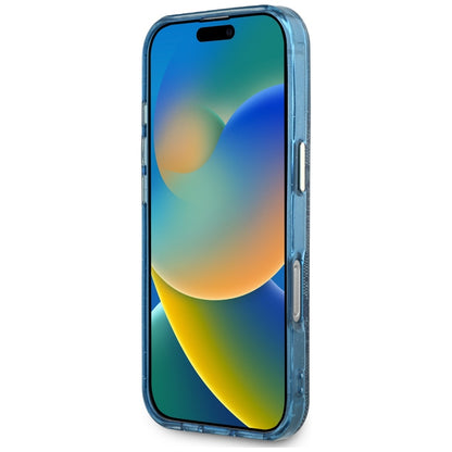 Ovitek MagSafe za Apple iPhone 16 Pro, Guess, IML Glitter 4G Circle Triangle, Modra