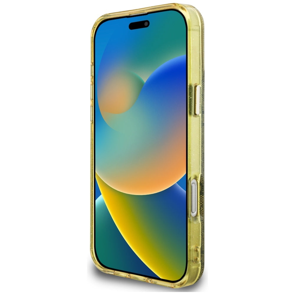 Ovitek MagSafe za Apple iPhone 16 Pro, Guess, IML Glitter 4G Circle Triangle, rjava