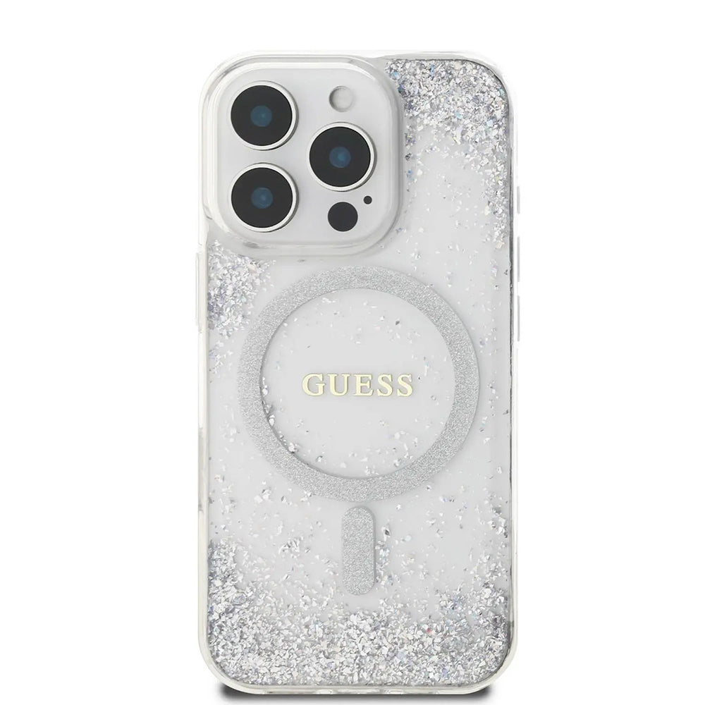 Ovitek MagSafe za Apple iPhone 16 Pro, Guess, IML Glitter Gradient, Srebrn