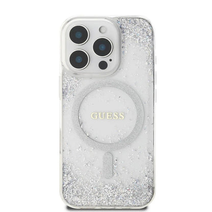 Ovitek MagSafe za Apple iPhone 16 Pro, Guess, IML Glitter Gradient, Srebrn