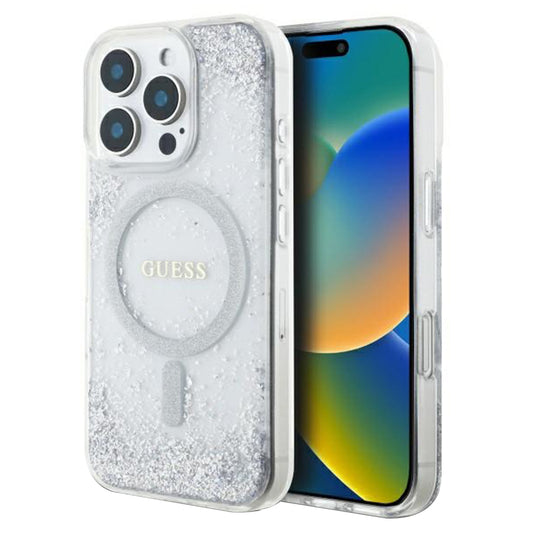 Ovitek MagSafe za Apple iPhone 16 Pro, Guess, IML Glitter Gradient, Srebrn