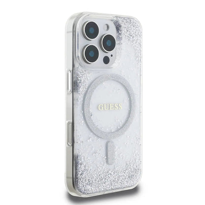 Ovitek MagSafe za Apple iPhone 16 Pro, Guess, IML Glitter Gradient, Srebrn