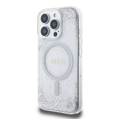 Ovitek MagSafe za Apple iPhone 16 Pro, Guess, IML Glitter Gradient, Srebrn