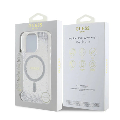 Ovitek MagSafe za Apple iPhone 16 Pro, Guess, IML Glitter Gradient, Srebrn