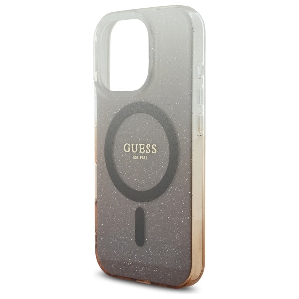 Ovitek MagSafe za Apple iPhone 16 Pro, Guess, IML Glitter Gradient, Rjava