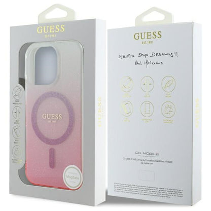 Ovitek MagSafe za Apple iPhone 16 Pro, Guess, IML Glitter Gradient, Roza