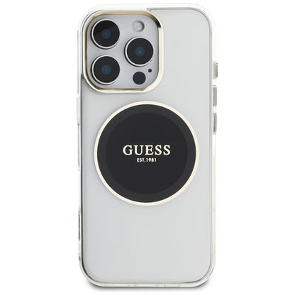 Ovitek MagSafe za Apple iPhone 16 Pro, Guess, IML Metal Colored Circle, črn