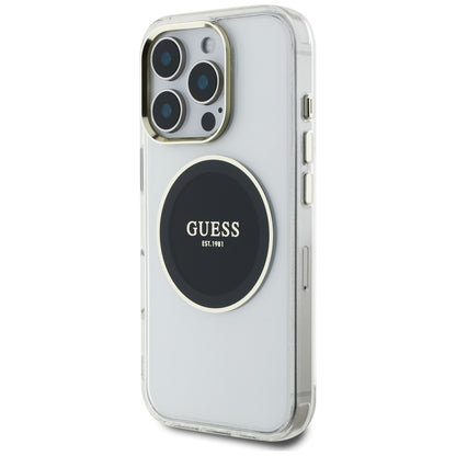 Ovitek MagSafe za Apple iPhone 16 Pro, Guess, IML Metal Colored Circle, črn