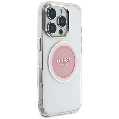 Ovitek MagSafe za Apple iPhone 16 Pro, Guess, IML Metal Colored Circle, Roza