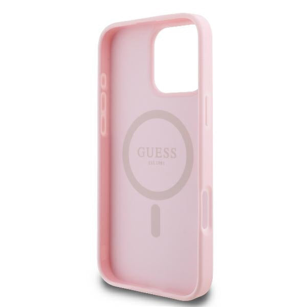 MagSafe ovitek za Apple iPhone 16 Pro, Guess, Peony Script, Roza