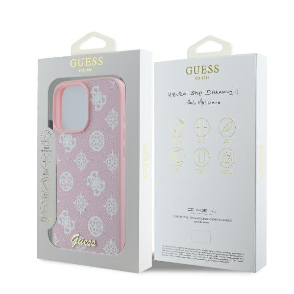 MagSafe ovitek za Apple iPhone 16 Pro, Guess, Peony Script, Roza