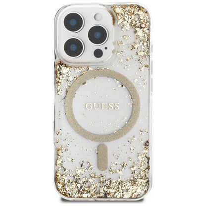 Ovitek MagSafe za Apple iPhone 16 Pro, Guess, Resin Bottom Glitter, Zlat