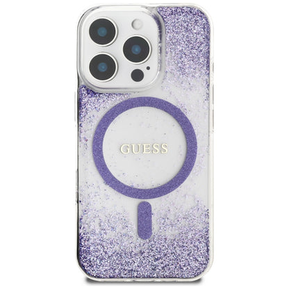 Ovitek MagSafe za Apple iPhone 16 Pro, Guess, Resin Bottom Glitter, Vijolična