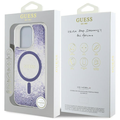 Ovitek MagSafe za Apple iPhone 16 Pro, Guess, Resin Bottom Glitter, Vijolična
