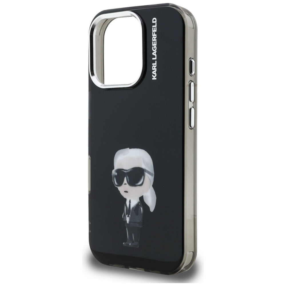 Ovitek MagSafe za Apple iPhone 16 Pro, Karl Lagerfeld, IML Aquarelle Logo Karl, Črn