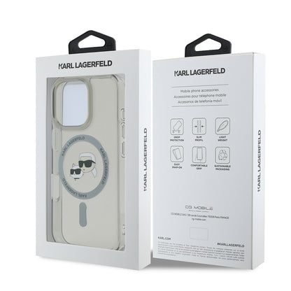 Ovitek MagSafe za Apple iPhone 16 Pro, Karl Lagerfeld, IML Metal Karl & Choupette's Heads, Črn